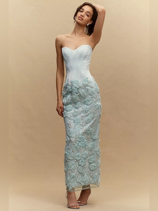 Grace Dresses & Skirts - Helsi Grace Sweetheart Strapless Corset Floral Gown blue Size XS Preloved/Flaw